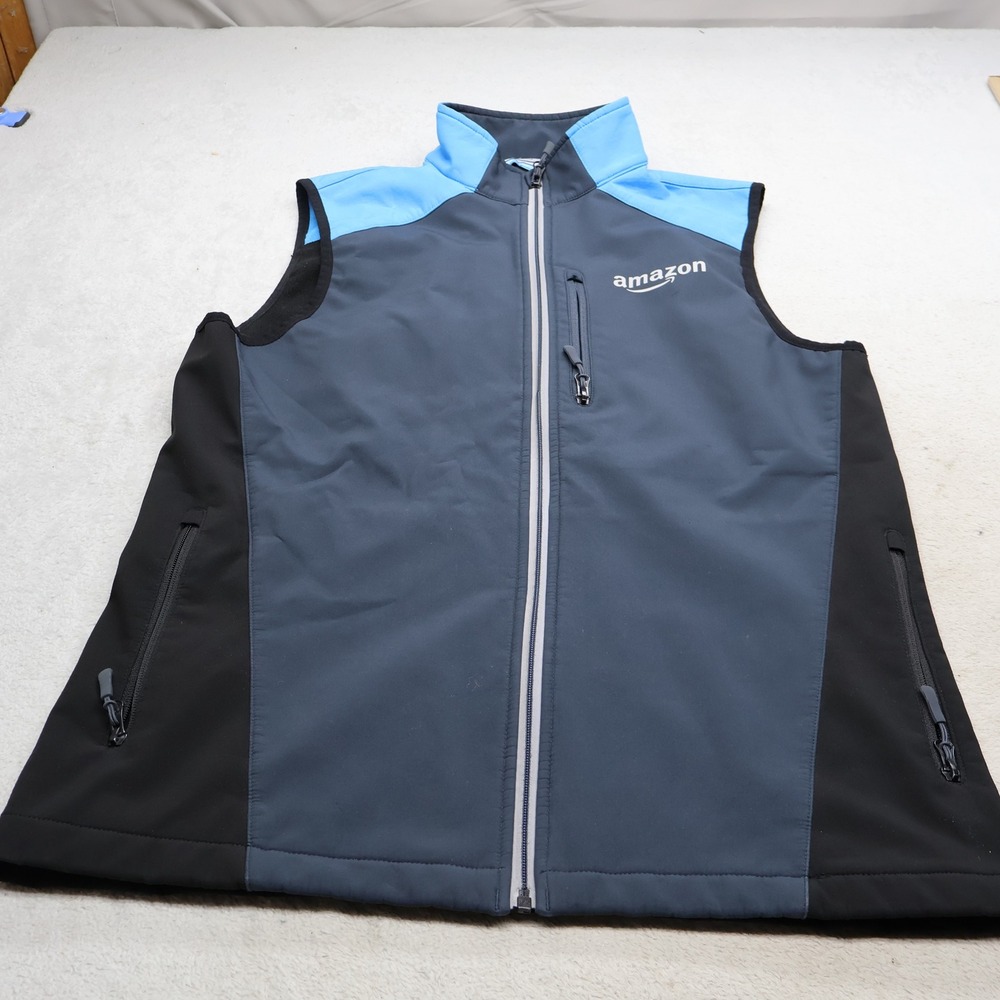 Amazon Vest Mens Small Black Softshell Full Zip Fleece Lined Delivery Driver